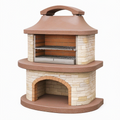 Barbecue extérieur en pierre 120 x 80 x 190 cm marron beige avec grilles réglables