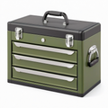 Boîte à outils 45 x 25 x 35 cm en métal vert et noir avec 3 tiroirs verrouillables