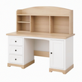 Bureau avec rangement 120 x 60 cm blanc/chêne en panneaux de bois style classique