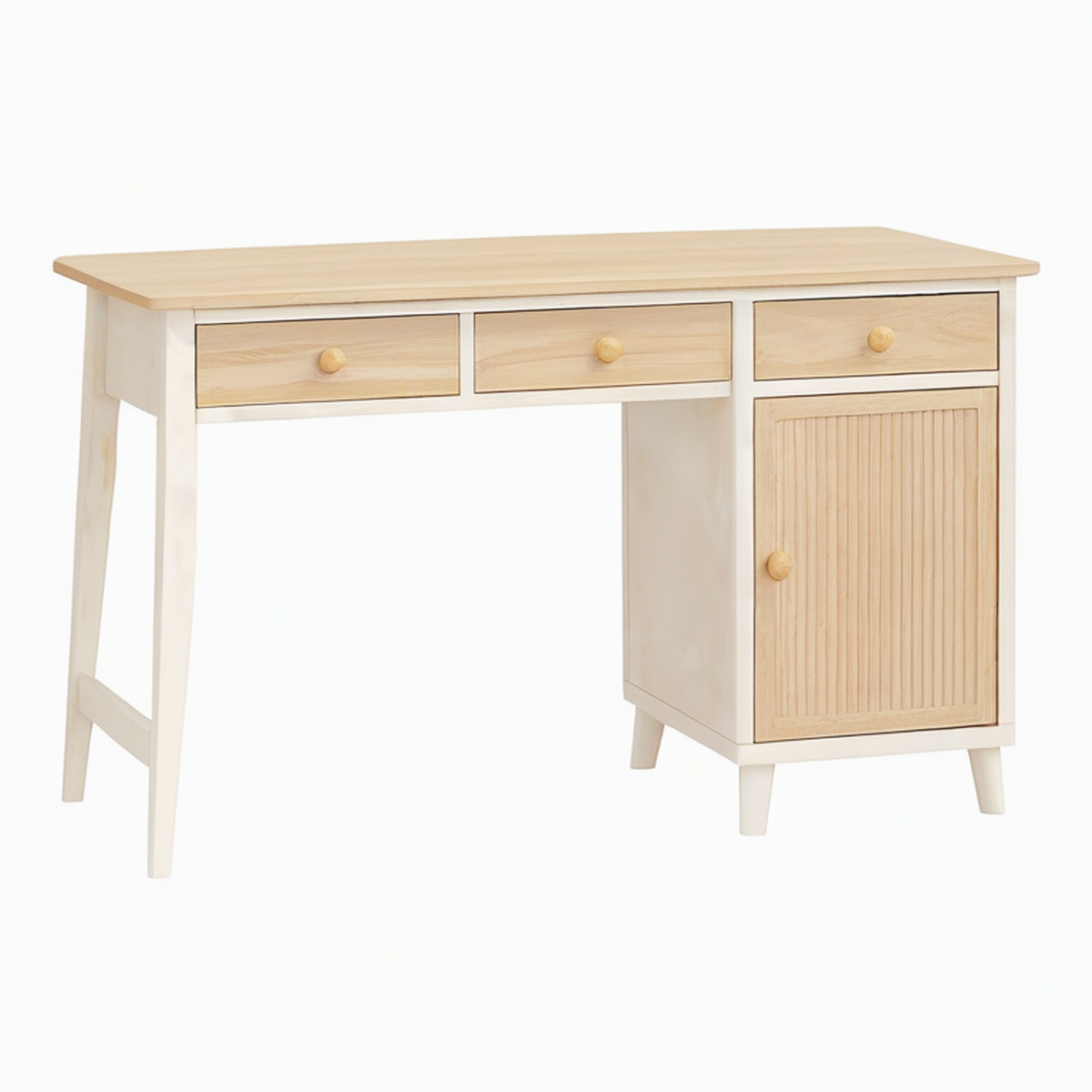 Bureau 120 x 60 x 75 cm en bois beige et naturel avec rangements style scandinave
